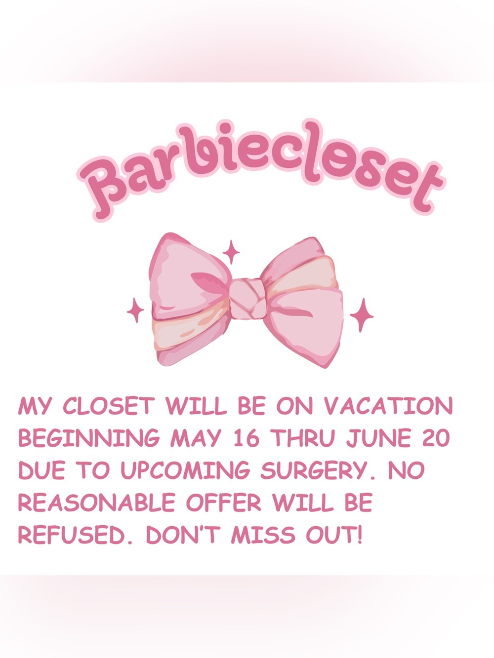 Upcoming closet extended vacation status